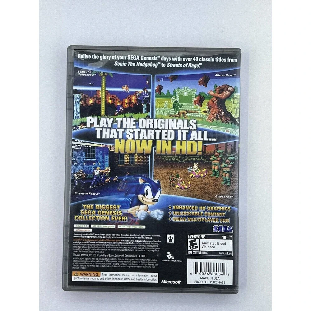 Xbox 360 Sonic's Ultimate Genesis Collection Microsoft CIB fast ship